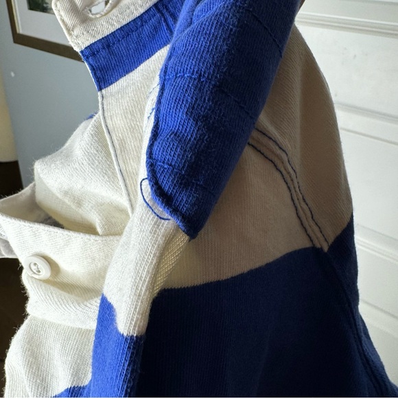 Polo Ralph Lauren Rugby Polo Shirt Blue White Striped Long Sleeve Men's Medium - Picture 9 of 12